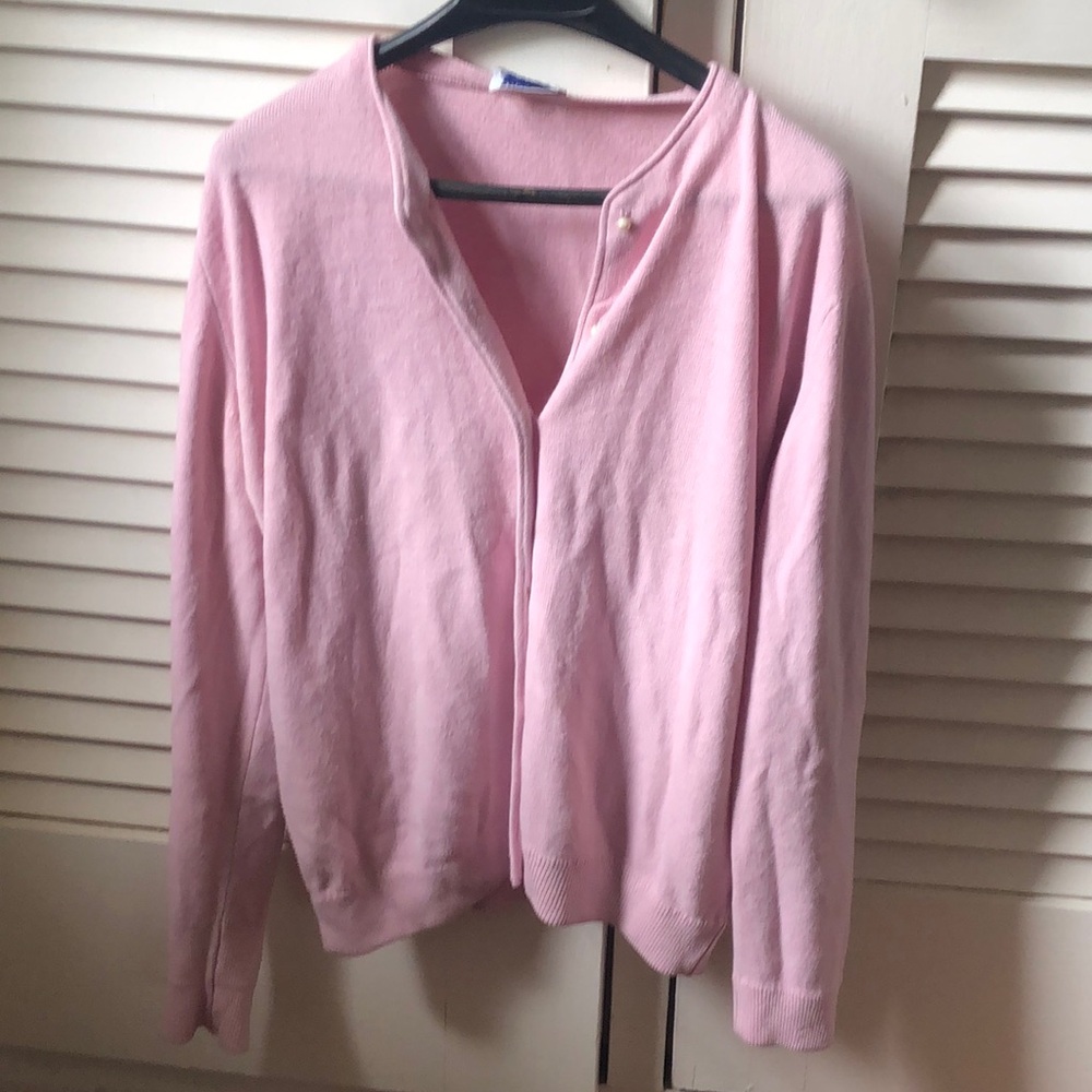 Vtg pinks and pearled orlon cardigan